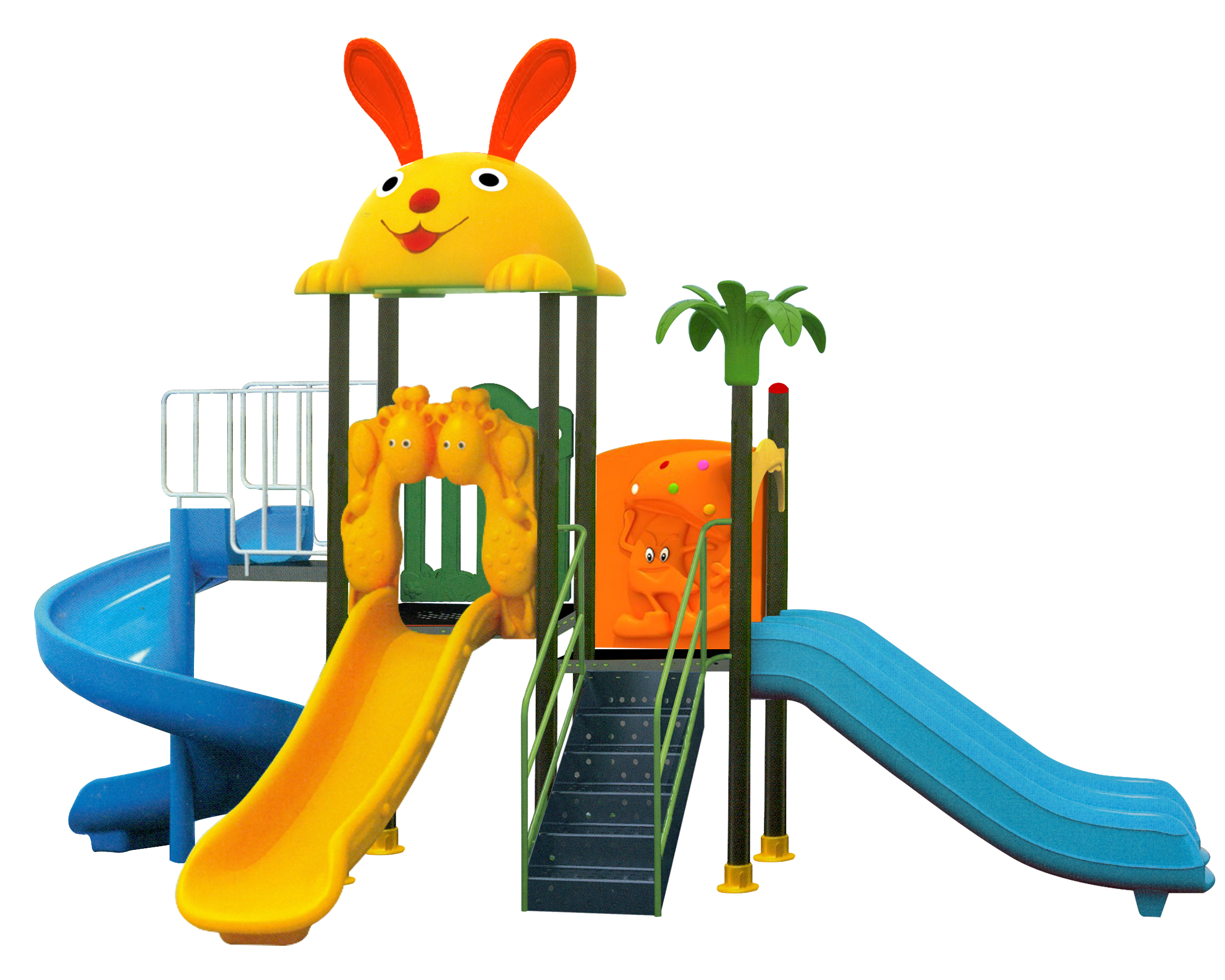 Cầu trượt liên hoàn 2 khối mái thỏ