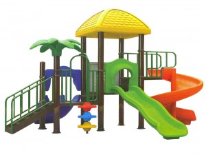 Cầu trượt liên hoàn 2 khối cây dừa - thiết kế khu vui chơi ngoài trời cho trẻ em
