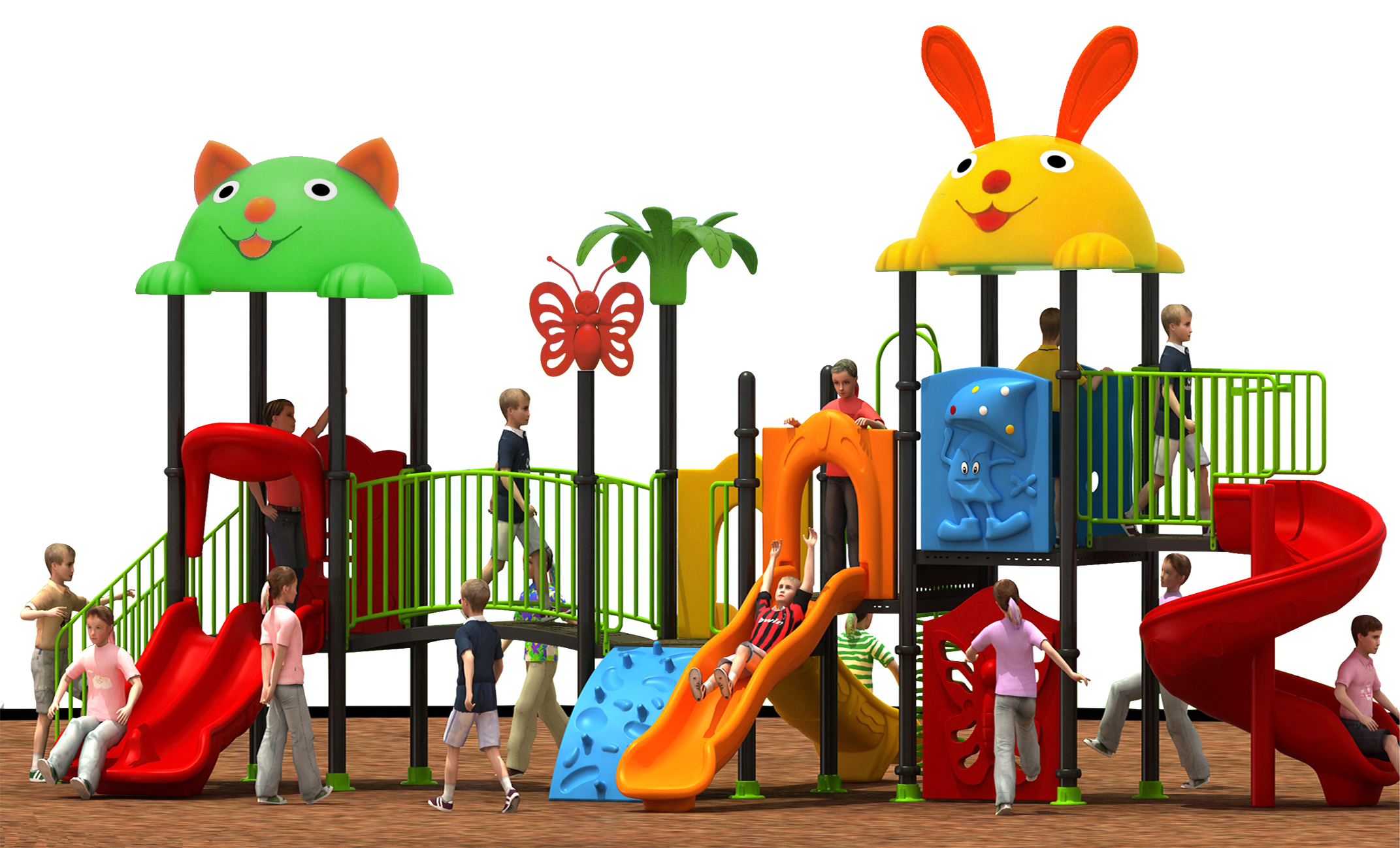 Nhà chơi liên hoàn cầu trượt ngoài trời mẫu 8