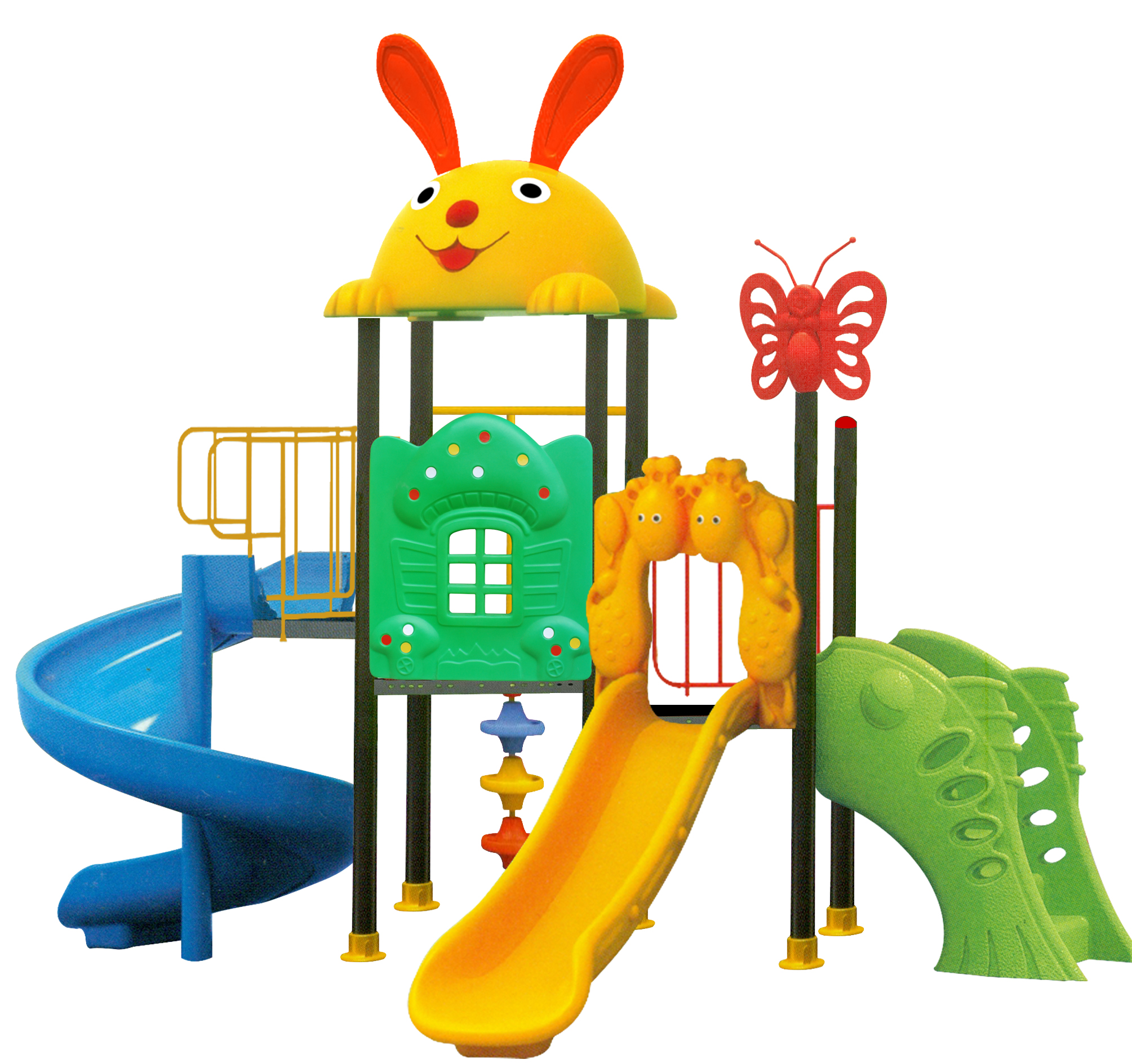 Nhà chơi liên hoàn cầu trượt ngoài trời mẫu 9