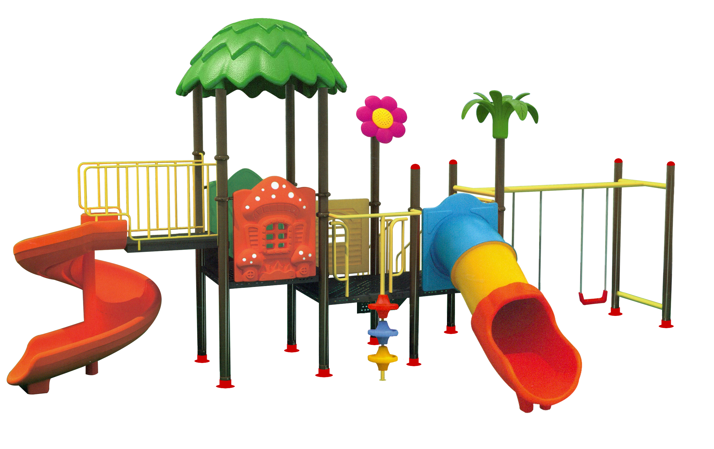 Nhà chơi liên hoàn cầu trượt ngoài trời mẫu 10