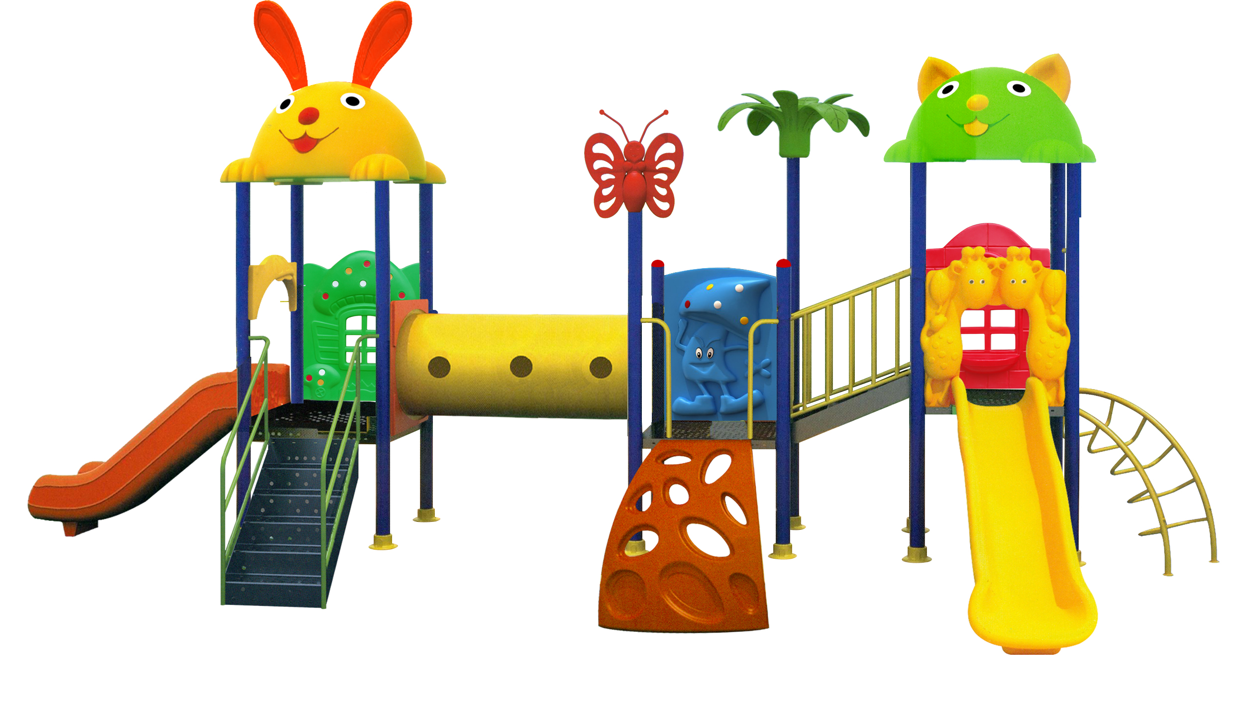 Nhà chơi liên hoàn cầu trượt ngoài trời mẫu 12